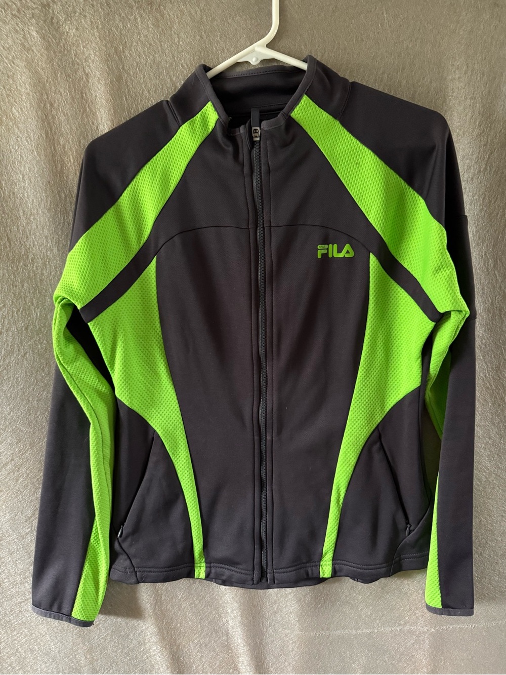 FILA Black and Neon Green Performance Zip Jacket